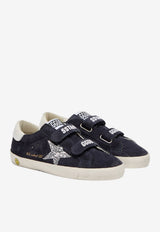 Golden Goose DB Kids Girls Old School Suede Sneakers with Glitter Star Patch Navy GYF00111.F008034.50680_DARK BLUE
