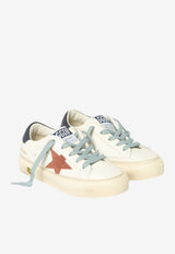 Golden Goose DB Kids Girls May Nappa Leather Sneakers with Suede Star Patch White GYF01033.F008061.10575_WHITE MULT
