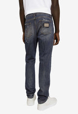 Dolce & Gabbana Logo Plaque Distressed Washed Jeans Blue GYJCCD G8KO2 S9001