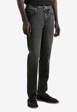 Dolce & Gabbana Logo Plaque Washed Jeans Black GYJCCD G8OM9 S9001