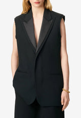 AMI PARIS Wool Smocking Vest Black H25FBV003.WV0067_CHARCOAL