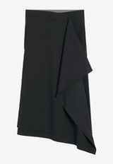 AMI PARIS Asymmetrical Wool Midi Wrap Skirt Charcoal H25FSK430.WV0067_CHARCOAL