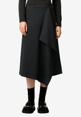 AMI PARIS Asymmetrical Wool Midi Wrap Skirt Charcoal H25FSK430.WV0067_CHARCOAL
