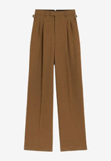 AMI PARIS Wide-Leg Wool Tailored Pants Beige H25FTR818.WV0066_BEIGE