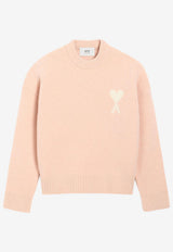 AMI PARIS Ami De Coeur Intarsia Knit Wool Sweater Pink H25UKS836.KN0135_PINK