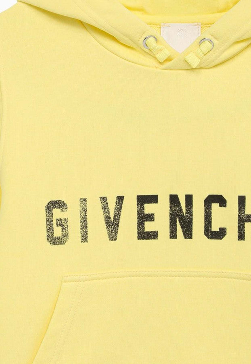 Givenchy Kids Boys Logo Print Hooded Sweatshirt Yellow H30146-ACO/O_GIV-518