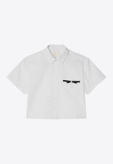 Givenchy Kids Girls Cropped Shirt with Contrasting Front Bow White H30756-ACO/Q_GIV-10P
