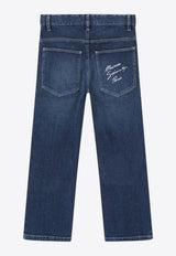 Givenchy Kids Boys Logo Embroidered Faded Jeans Blue H30926DE/R_GIV-Z10