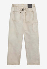 Loewe Vintage-Effect Straight-Leg Pants Beige H526Y04WI8CO/S_LOEW-2140