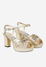 Jimmy Choo Heloise 80 Metallic Leather Platform Sandals Gold HELOISE 80 BYK LIGHT GOLD