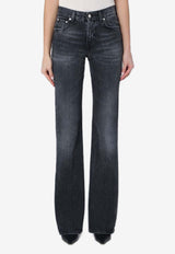 Haikure Flora Washed Flared Jeans Black HEW03338DF119DE/Q_HAIKU-L0790