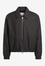 AMI PARIS Ami De Coeur Zip-Up Jacket Gray HJK830WV0078/R_AMI-020