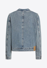 AMI PARIS Ami De Coeur Denim Zip-Up Jacket Light Blue HJK835DE0046/R_AMI-480