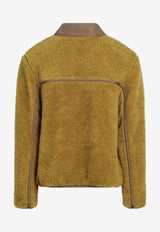 AMI PARIS Zip-Up Shearling Jacket Green HJK856PL0040/R_AMI-374