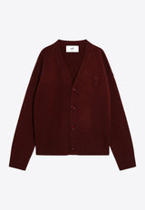 AMI PARIS Ami De Coeur Wool Cardigan Burgundy HKC371KN0071/R_AMI-692
