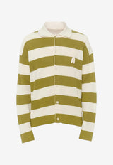 AMI PARIS Ami De Coeur Striped Cardigan Multicolor HKC390.KN0153_GREEN MULT
