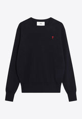 AMI PARIS Ami De Coeur Wool Sweater Navy HKS826001/R_AMI-414