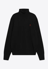 AMI PARIS Ami De Coeur Wool Turtleneck Sweater Black HKS827001/R_AMI-009
