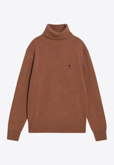AMI PARIS Ami De Coeur Cashmere Turtleneck Sweater Brown HKS831005/R_AMI-216