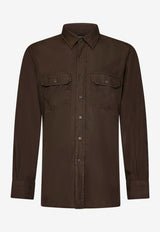 Tom Ford Long-Sleeved Shirt HME001-FMG002S24 FG830 Military Green