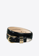 Déhanche Hollyhock Leather and Mixed Metal Belt Black HOLLY-MM_BLACK