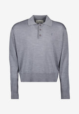 AMI PARIS Ami De Coeur Polo Sweater Gray HPL406.KN0066_GREY
