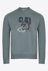 "H Puzzle" Print Pullover Sweatshirt