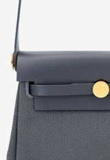 Mini Herbag Zip Retourne 20 in Ardoise Canvas and Hunter with Gold Hardware