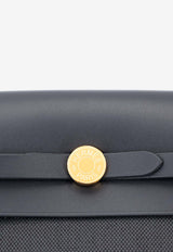 Mini Herbag Zip Retourne 20 in Ardoise Canvas and Hunter with Gold Hardware