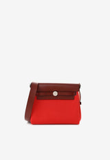 Mini Herbag Zip Retourne 20 in Rouge Piment Military Toile and Rouge H Hunter with Palladium Hardware