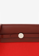 Mini Herbag Zip Retourne 20 in Rouge Piment Military Toile and Rouge H Hunter with Palladium Hardware