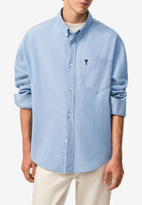AMI PARIS Ami De Coeur Long-Sleeved Boxy Shirt Light Blue HSH822.CO0221_BLUE