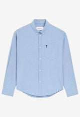 AMI PARIS Ami De Coeur Long-Sleeved Boxy Shirt Light Blue HSH822.CO0221_BLUE