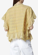 Isabel Marant Etoile Payton Lace Blouse Yellow HT0768FAD1J05E/S_ISAET-10LC