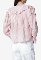 Isabel Marant Zelly Ruffled Blouse Pink HT0808FAD1J03I/S_ISAMA-40PI