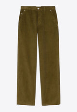 AMI PARIS Logo Patch Corduroy Pants Khaki HTR830CO0131/R_AMI-298