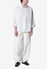 AMI PARIS Logo Patch Balloon-Fit Jeans Cream HTR871.DE0126_CREAM