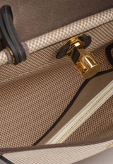 Hermès Herbag 31 in Beige Quadrille Toile and Ebene Hunter Leather with Gold Hardware