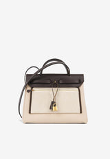 Hermès Herbag 31 in Beige Quadrille Toile and Ebene Hunter Leather with Gold Hardware
