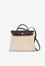 Hermès Herbag 31 in Beige Quadrille Toile and Ebene Hunter Leather with Gold Hardware