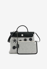 Hermès Herbag Zip Retourne 31 Circuit Rider Hobnailed in Black and Ecru H Plume Canvas with Palladium Hardware