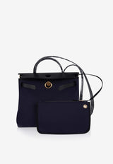 Herbag Zip Retourne 31 in Black Toile and Bleu Indigo Vache Hunter with Palladium Hardware