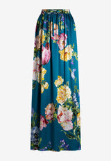 Dolce & Gabbana Peony Print Silk Maxi Skirt Multicolor I4N21W IS11R HV5ZY