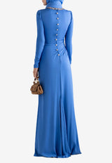 Dolce & Gabbana Embroidered Gathered Maxi Dress Blue I6AF2Z GDDQA S8400