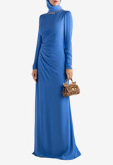 Dolce & Gabbana Embroidered Gathered Maxi Dress Blue I6AF2Z GDDQA S8400