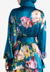 Dolce & Gabbana Peony Print Satin Shirt Multicolor I7550Z IS11R HV5ZY