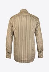 Corneliani Long-Sleeved Striped Shirt Beige 3111253-91p100-002_Beige