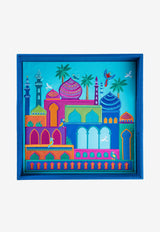 Enchanted Embroidered Leather Tray Blue