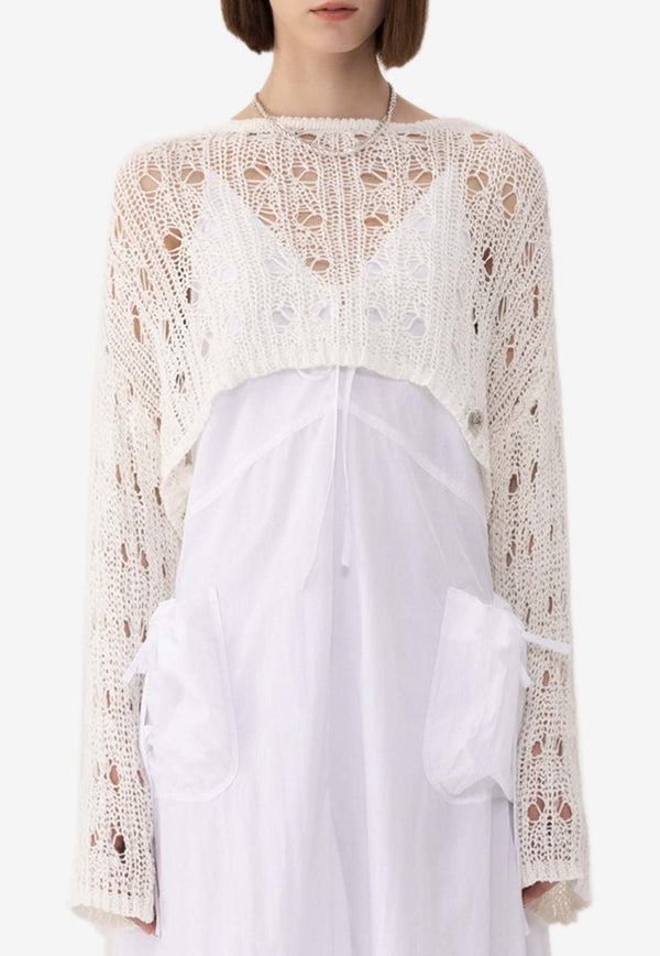 SJYP Open Knit Long-Sleeved Top White