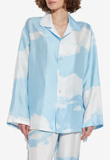 Moschino Clouds Print Silk Satin Shirt Sky Blue J0205 5551 1293